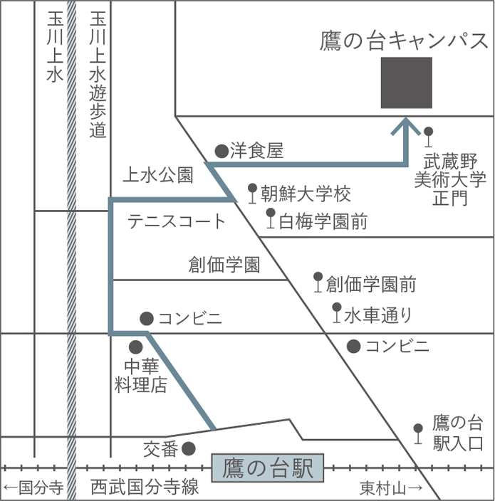 地図：西武国分寺線「鷹の台」駅下車 徒歩18分